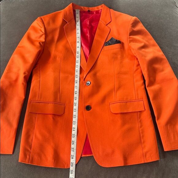 Orange Men's Blazer Formal Prom Suit Jacket 2 Button Notched Lapel Size S NEW - Picture 7 of 11
